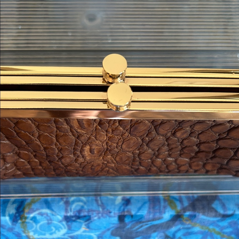 G.I.L.I. Brown Crocodile-Embossed leather Clutch - Picture 4 of 15